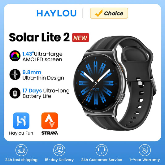 HAYLOU Solar Lite 2 Smartwatch – 1.43'' AMOLED, Bluetooth Calling, 17-Day Battery