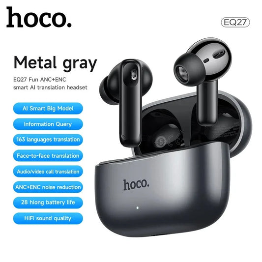 HOCO EQ27 Fun ANC+ENC Smart AI Translation Earbuds – 163 Languages, 28H Battery