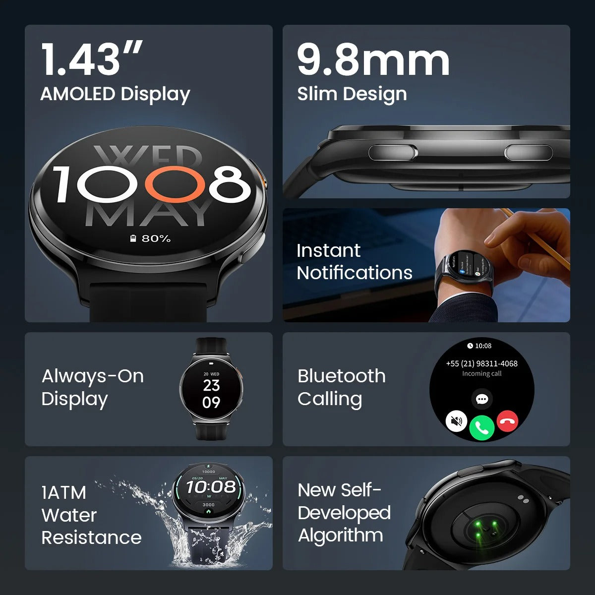 HAYLOU Solar Lite 2 Smartwatch – 1.43'' AMOLED, Bluetooth Calling, 17-Day Battery