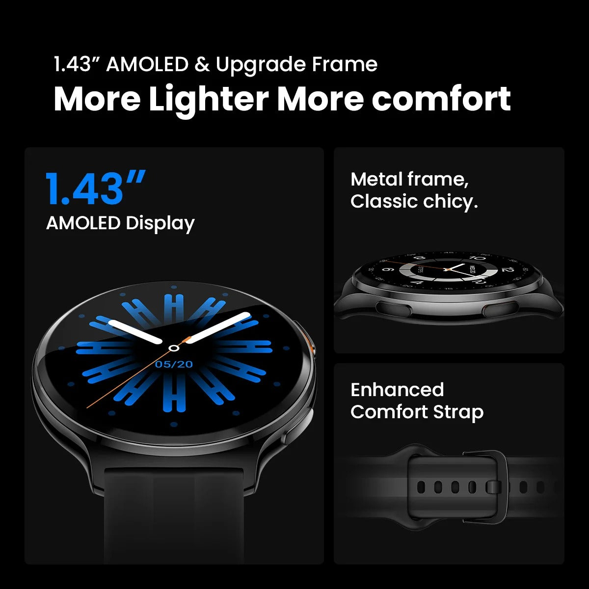 HAYLOU Solar Lite 2 Smartwatch – 1.43'' AMOLED, Bluetooth Calling, 17-Day Battery