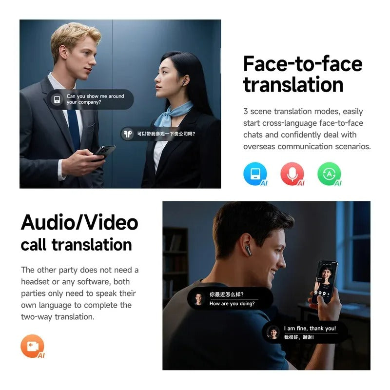 HOCO EQ27 Fun ANC+ENC Smart AI Translation Earbuds – 163 Languages, 28H Battery